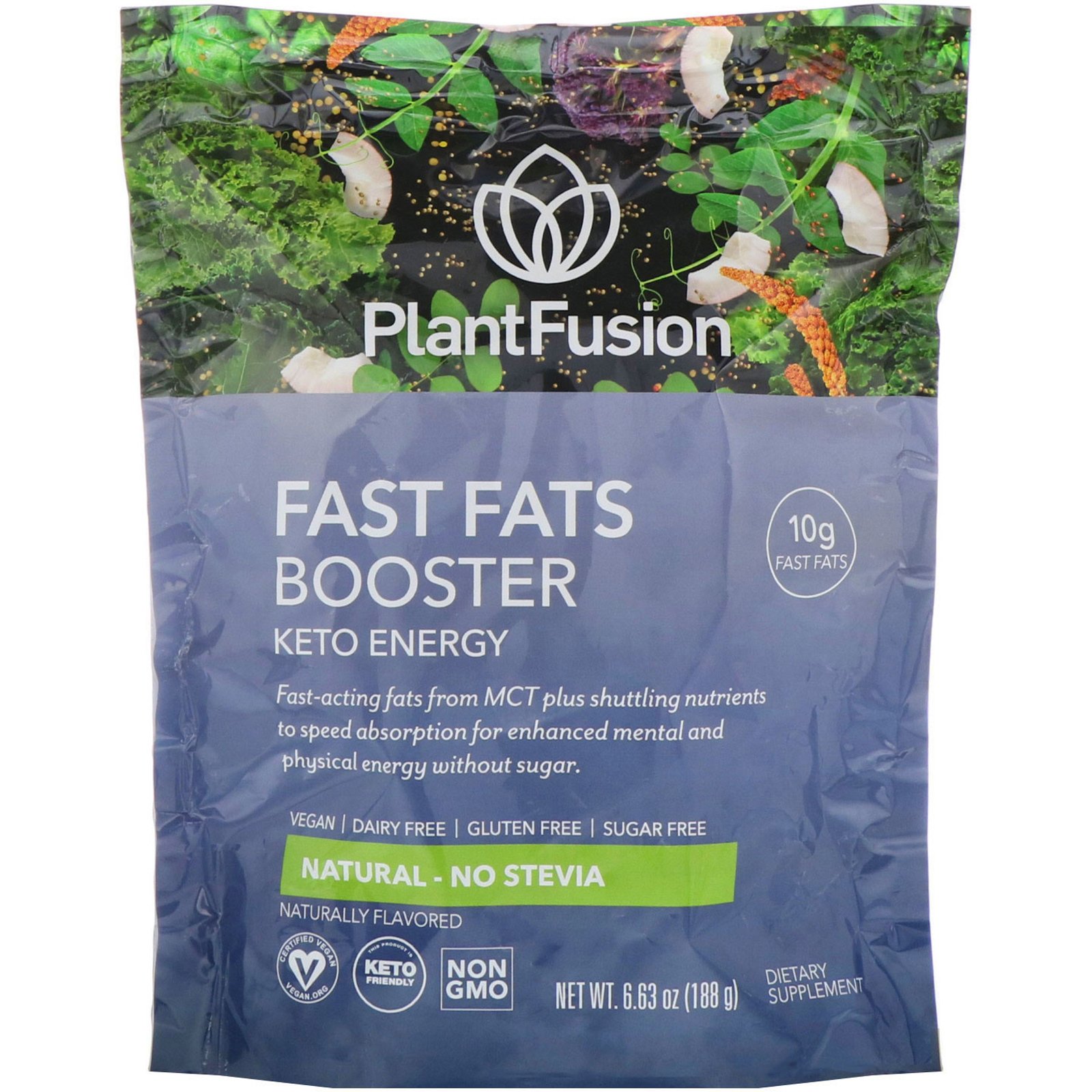 PlantFusion, Fast Fats, Reforço, Energético Cetogênico, Natural, 6,63 oz (188 g)
