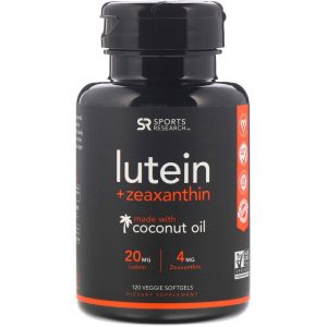 Sports Research, Luteína + Zeaxantina com Óleo De Coco, 120 Cápsulas Gelatinosas Vegetais