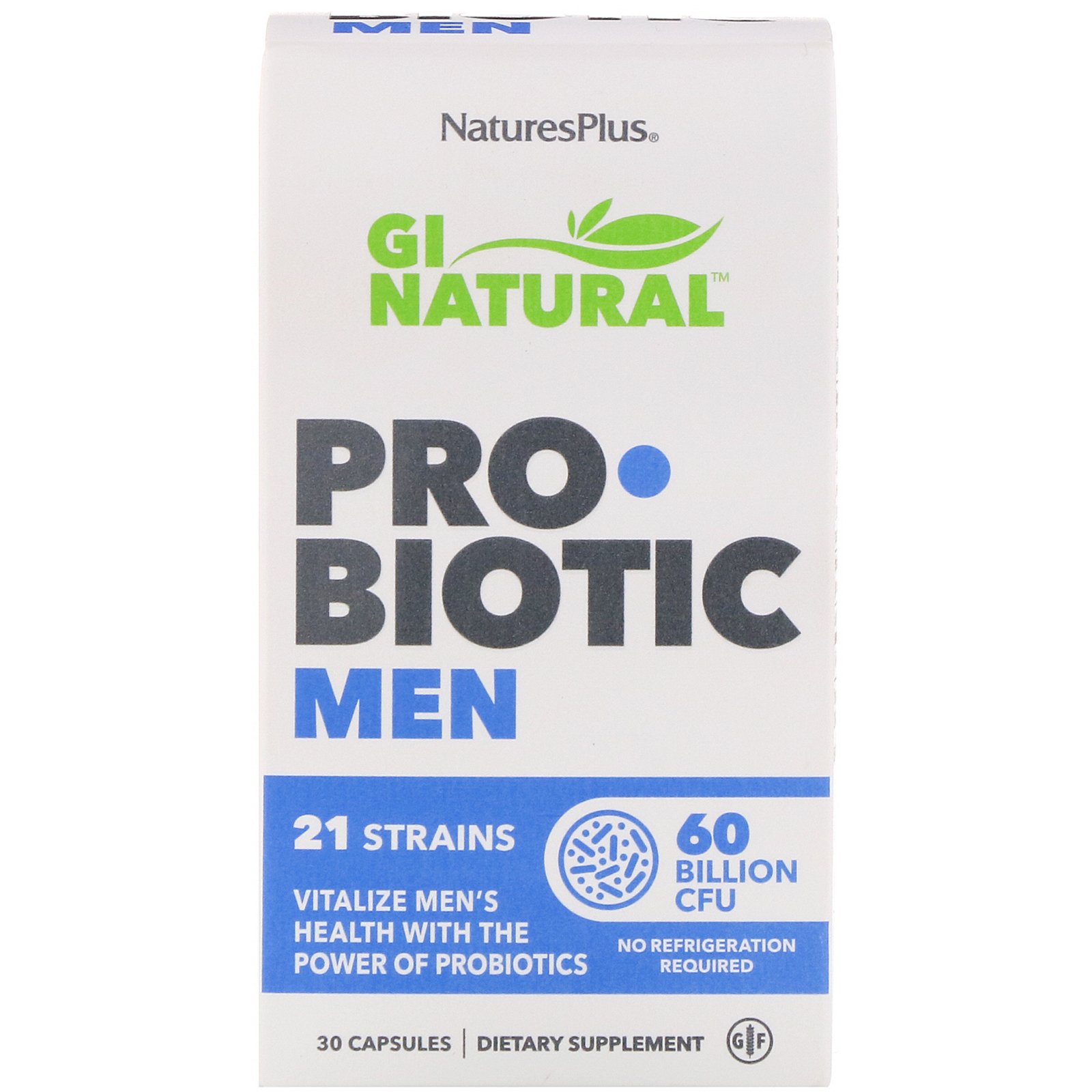 Nature's Plus, GI Natural, Probiotic Men, 60 Billion CFU, 30 Capsules