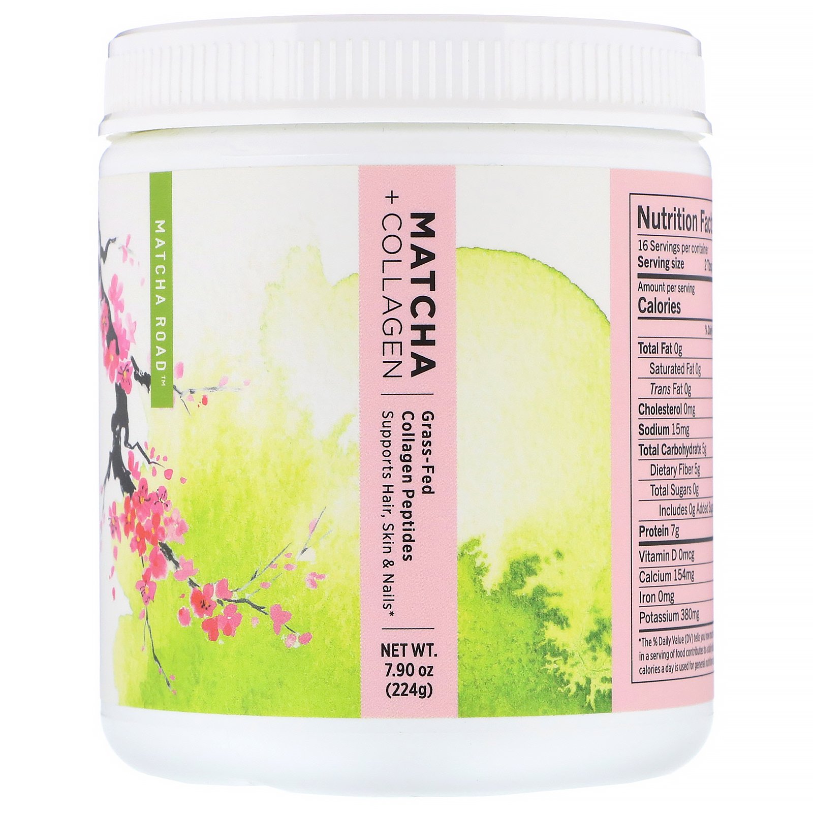Matcha Road, Matcha + Colágeno, Peptídeos de Colágeno de Alimentação com Grama, 224 g (7,9 oz)
