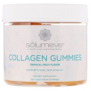 Solumeve, Gomas de Colágeno, Sem Gelatina, Sabor Frutas Tropicais, 100 Gomas