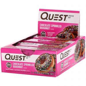 Quest Nutrition, Barra de Proteína, Donut Coberto com Chocolate, 12 Barras, 2,12 oz (60 g) Cada