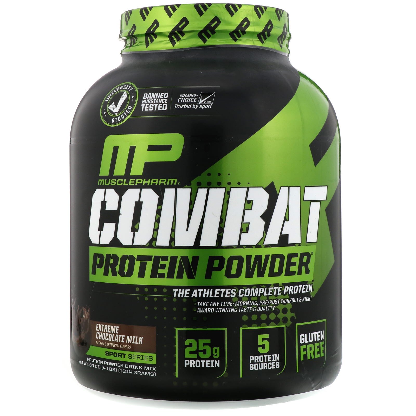 MusclePharm, Combat Protein Powder, Leite com Chocolate Extremo, 1814 g (4 lb)