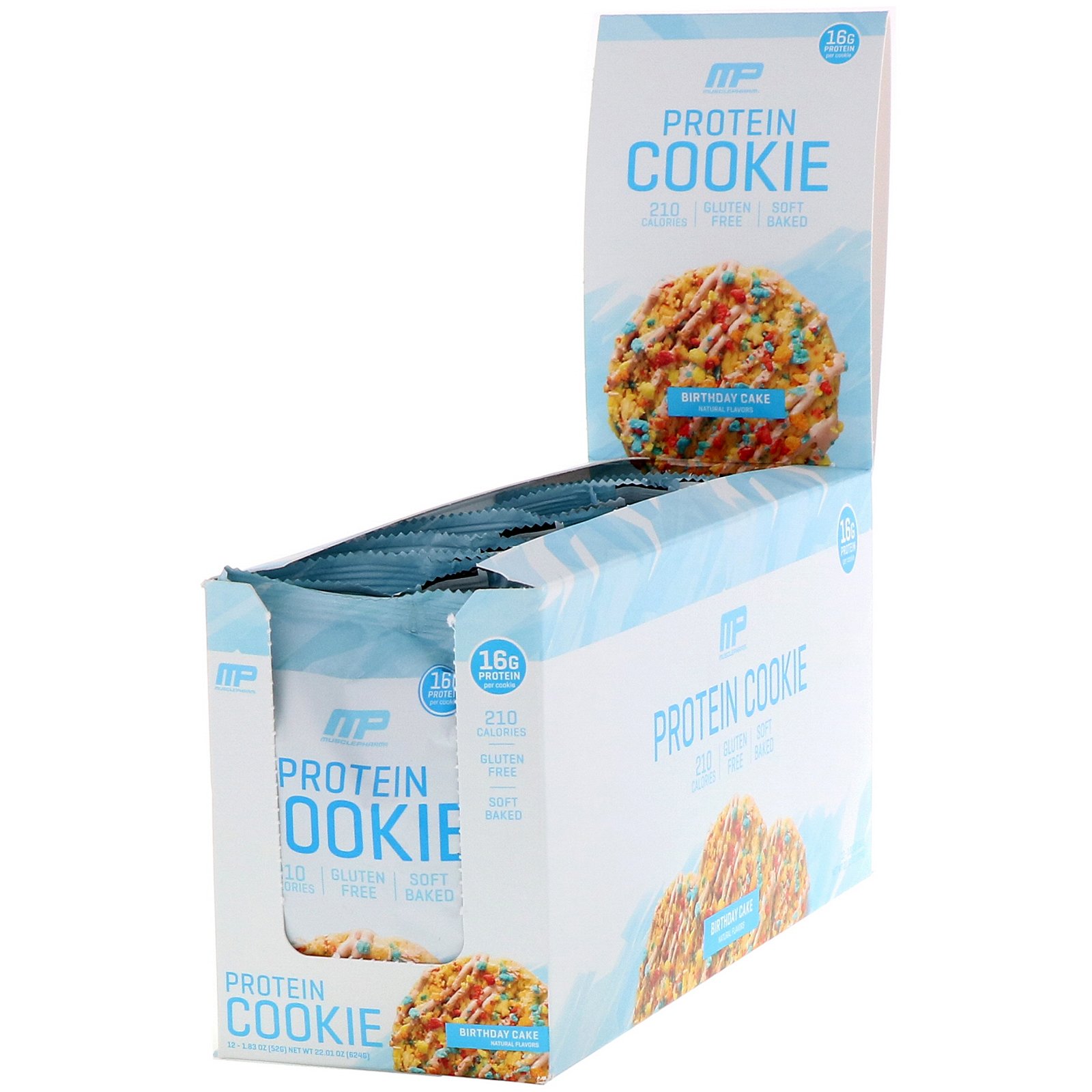 MusclePharm, Biscoitos de Proteína, Bolo de Aniversário, 12 Biscoitos, 1,83 oz (52 g) Cada