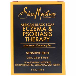 SheaMoisture, Sabonete Escuro Africano, Tratamento do Eczema e da Psoríase, Barra de Limpeza Medicinal, 141 g (5 oz)