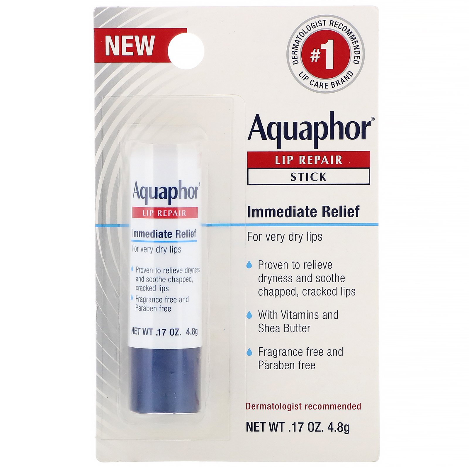 Aquaphor, Reparação dos Lábios, Bastão, Alívio Imediato, Sem Perfume, 1 Bastão, 4,8 g (0,17 oz) - Imagem 2