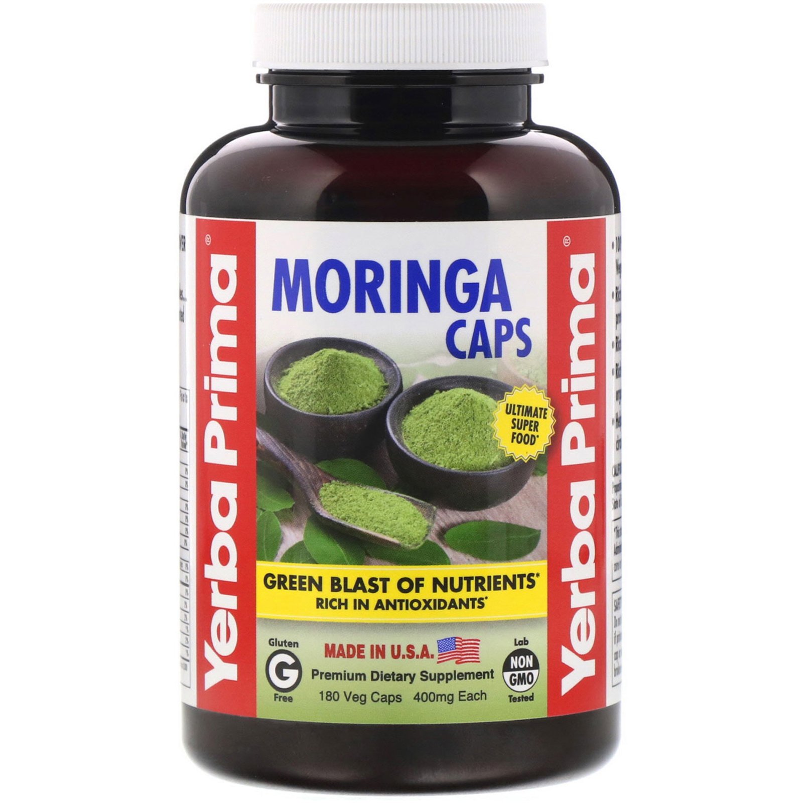 Yerba Prima, Cápsulas de Moringa, 400 mg, 180 Cápsulas Vegetais