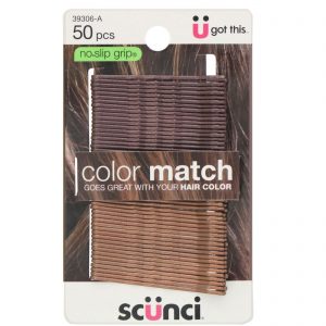 Scunci, Grampos No Slip Grip que combinam com a cor dos seus cabelos, castanhos, 50 peças