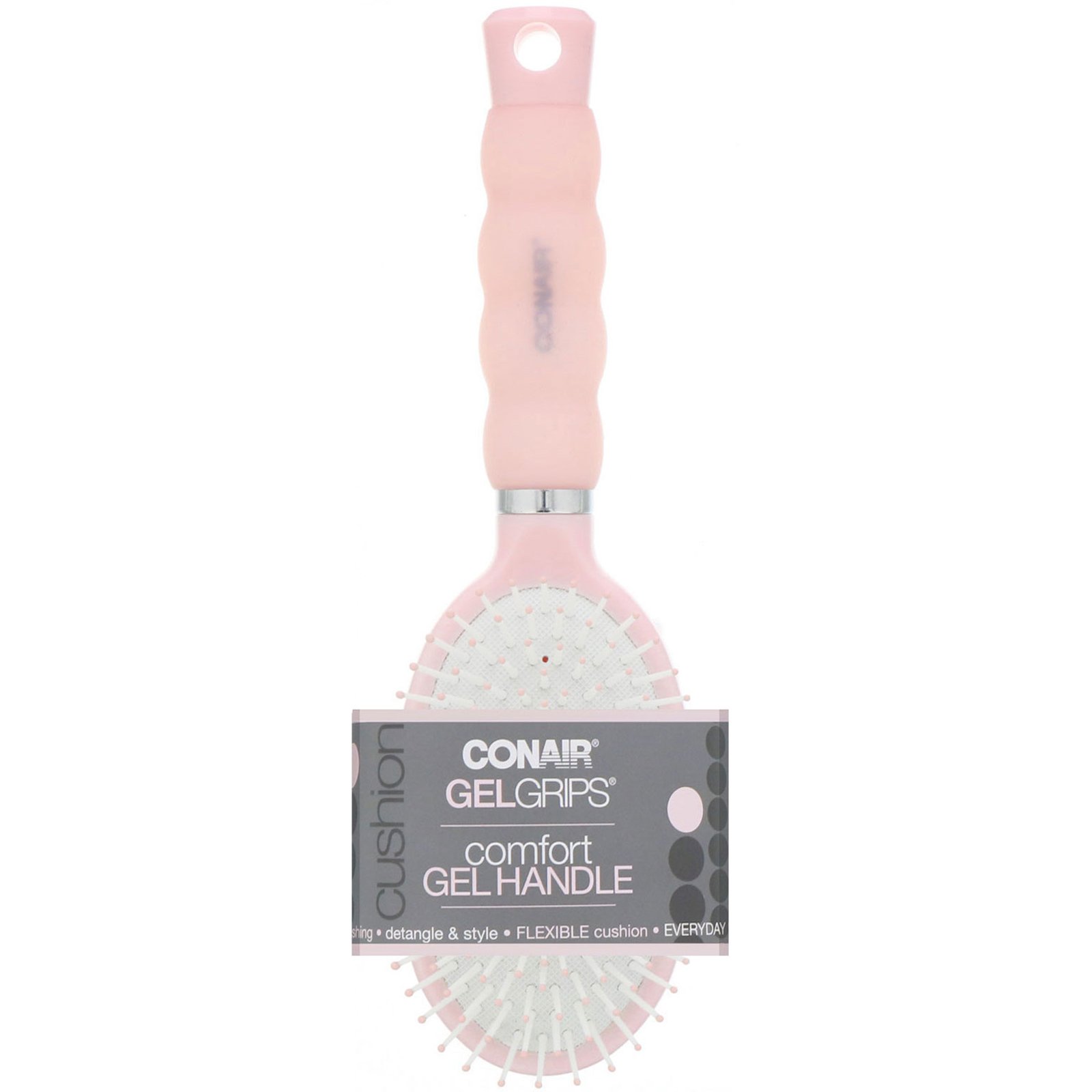Conair, Gel Grips, cabo em gel confortável, desembaraça e penteia, escova de cabelo almofada, 1 escova - Imagem 2