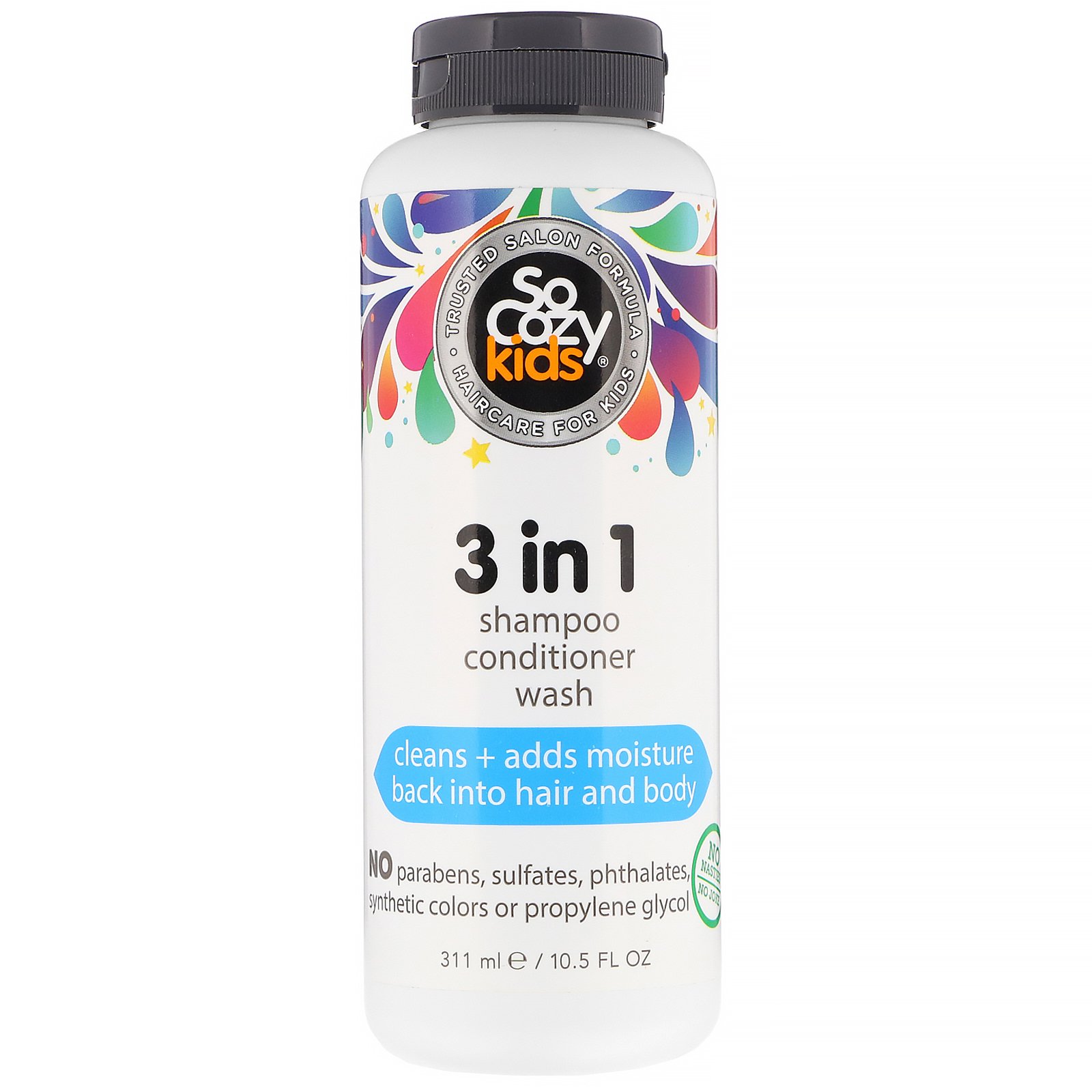 SoCozy, Kids, Shampoo 3 em 1, Shampoo - Condicionador - Lavagem, 10,5 fl oz (311 ml)