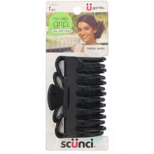 Scunci, Prendedor estilo piranha No Slip Grip, mantêm os cabelos presos o dia todo, para cabelos cheios, 1 prendedor