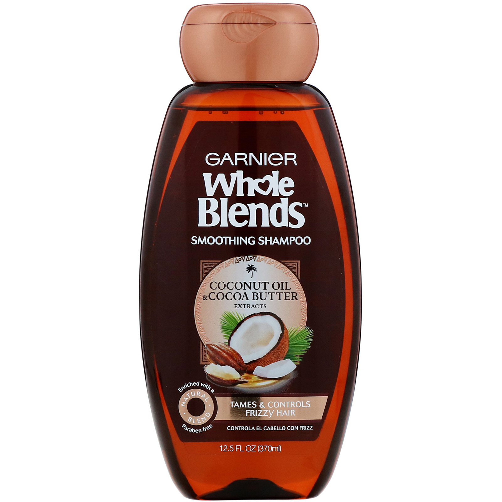 Garnier, Whole Blends, shampoo suavizante óleo de coco e manteiga de cacau, 370 ml