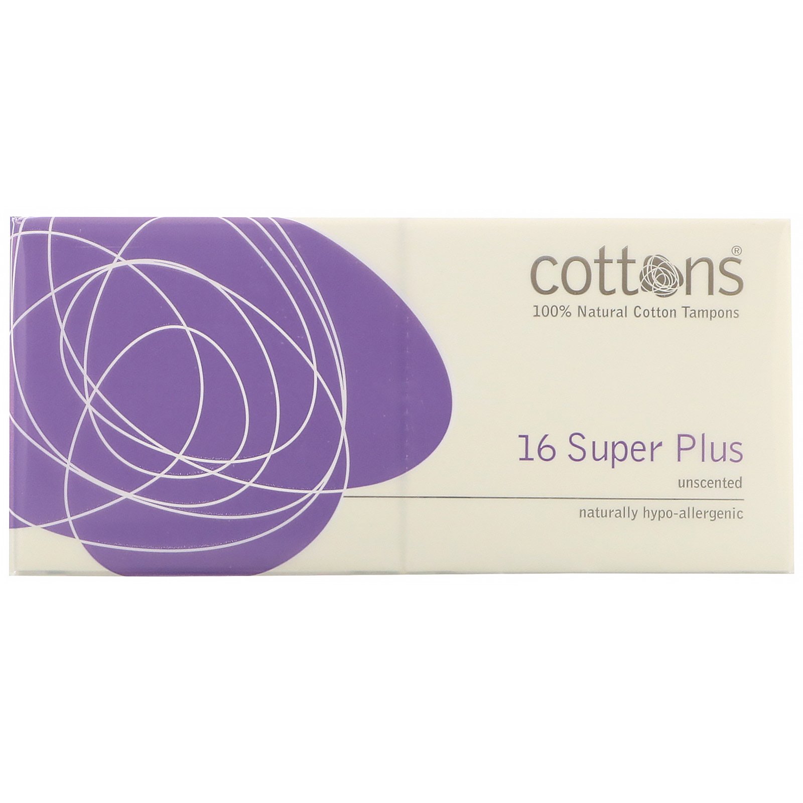 Cottons, Absorventes Internos de Algodão 100% Natural, Super Plus, Sem Perfume, 16 Absorventes Internos