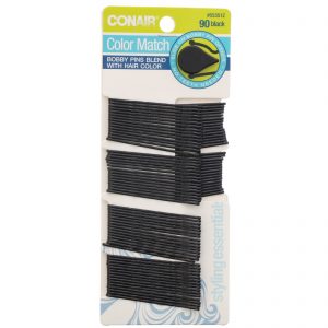Conair, Color Match, grampos para bobe, preto, 90 peças