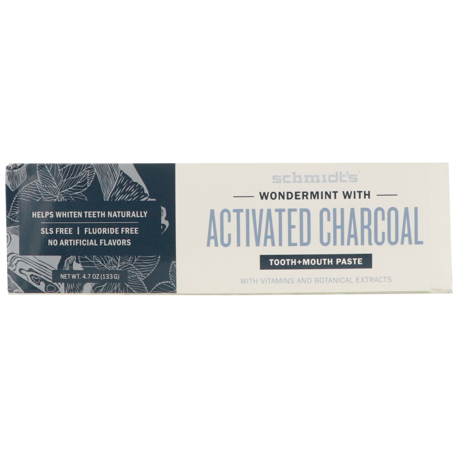 Schmidt's Naturals, Tooth + Mouth Paste, Wondermint with Activated Charcoal, 4.7 oz (133 g)