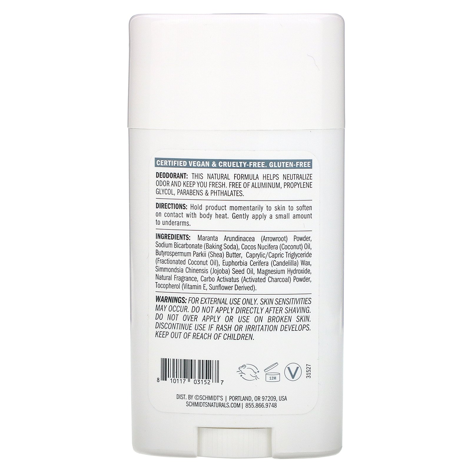 Schmidt's Naturals, Natural Deodorant, Water + Wood with Charcoal, 2.65 oz (75 g) - Imagem 2