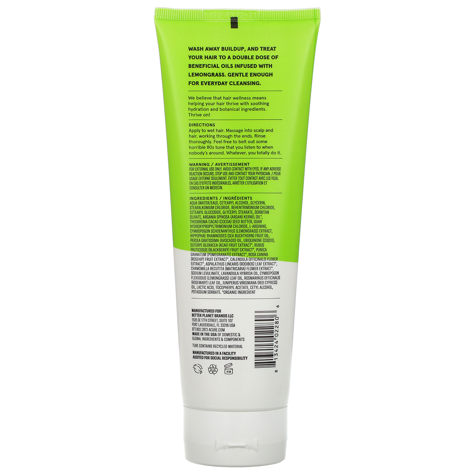 Acure, Curiously Clarifying Conditioner, Lemongrass & Argan, 8 fl oz (236.5 ml) - Imagem 2