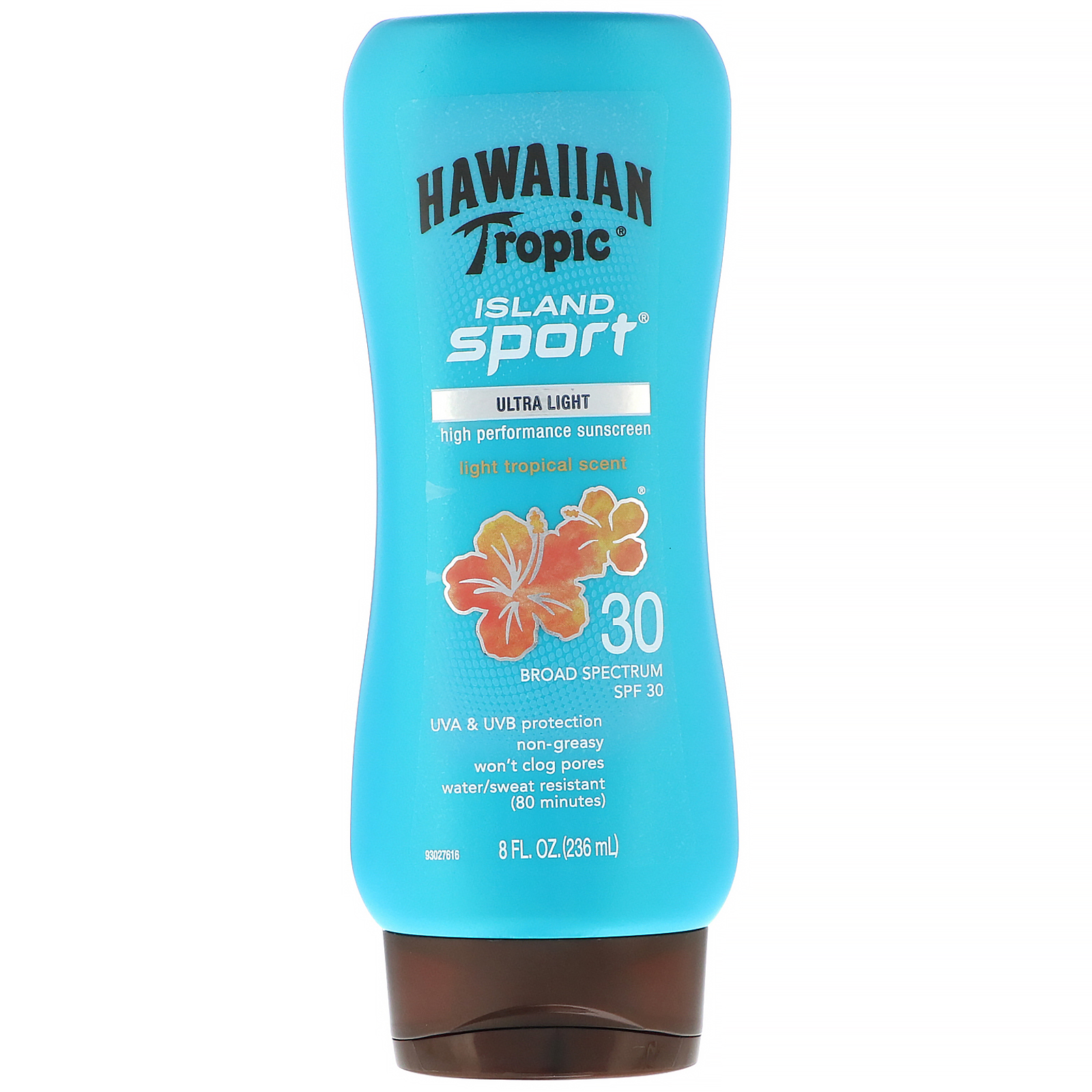 Hawaiian Tropic, Island Sport, Protetor solar de alto desempenho, FPS 30, Aroma tropical leve, 236 ml