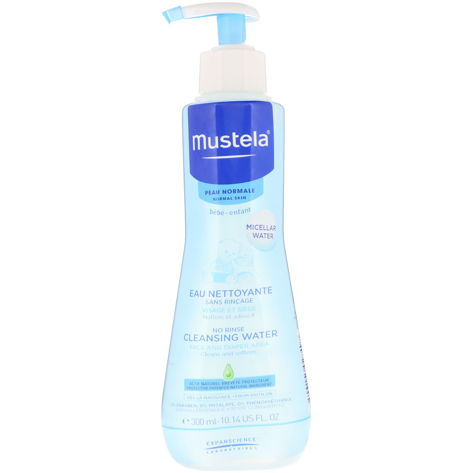 Mustela, Bebês, Solução Aquosa Sem Enxágue, Para Peles Normais, 10,14 fl oz (300 ml)