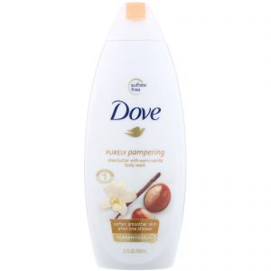 Dove, Purely Pampering, Gel de banho, Manteiga de karité com baunilha morna, 650 ml