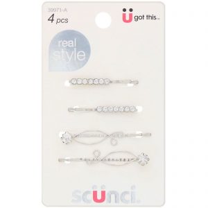 Scunci, Presilhas de strass, grande estilo, 4 peças