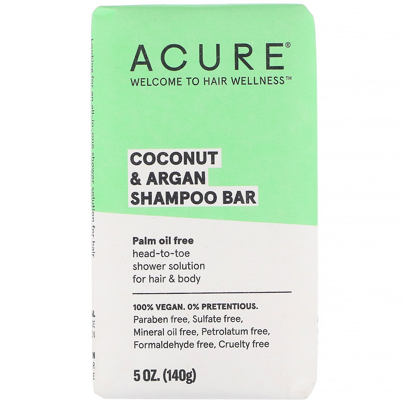 Acure, Shampoo em Barra de Coco e Argan, 140 g (5 oz)