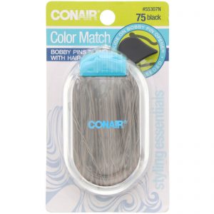 Conair, Color Match, grampos de cabelo, preto, 75 peças