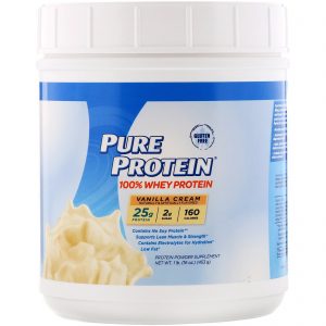 Pure Protein, 100% Whey Protein, Vanilla Cream, 1 lb (453 g)