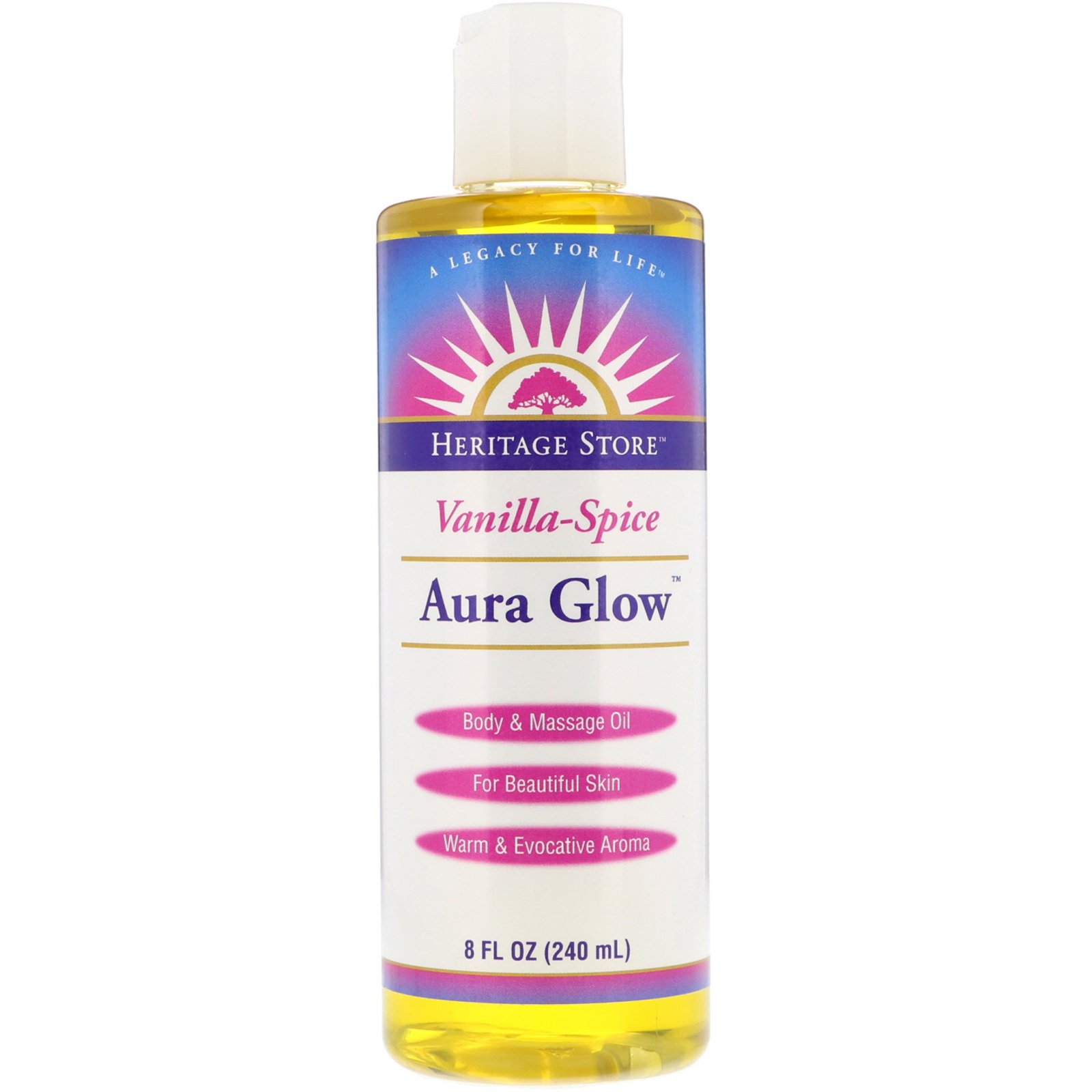 Heritage Store, Aura Glow, Baunilha e Especiarias, 8 fl oz (240 ml)
