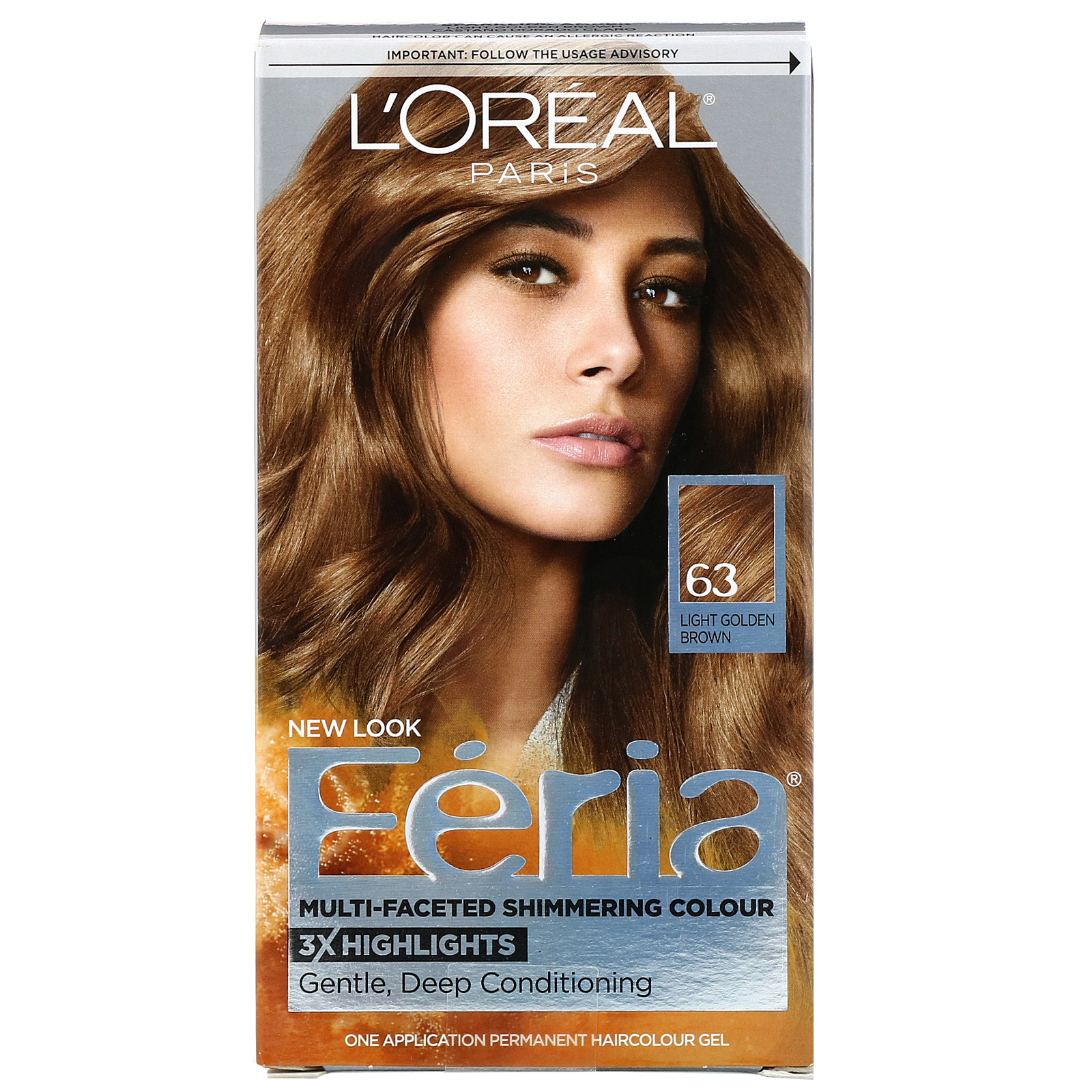 L'Oreal, Féria, cor brilhante multifacetada, Light Golden Brown 63, 1 Aplicação