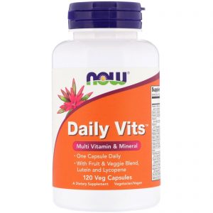 Now Foods, Daily Vits, Multivitamínico e Minerais, 120 Cápsulas Vegetarianas