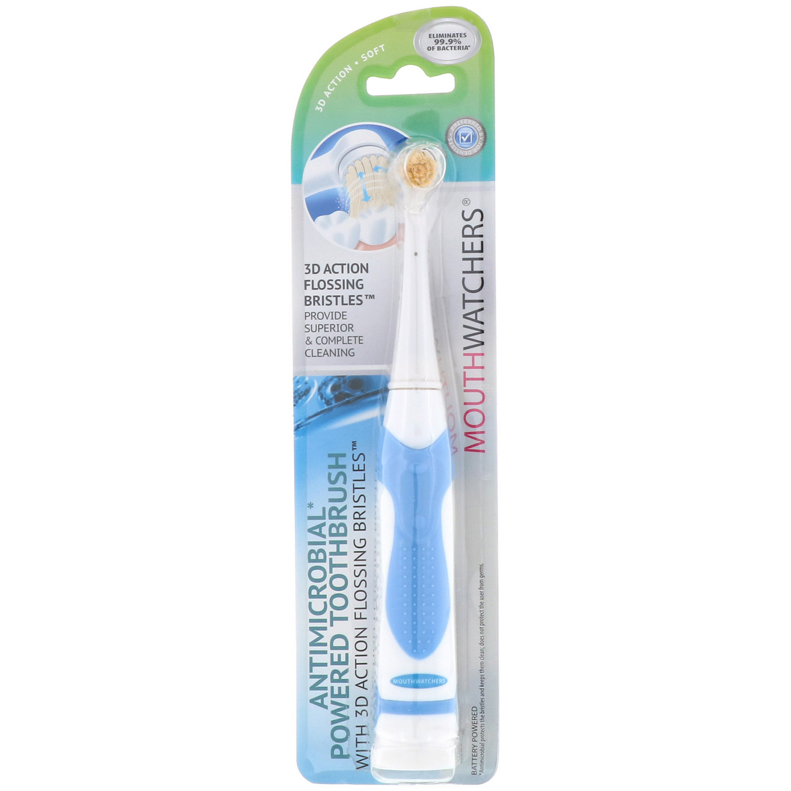 Dr. Plotka, MouthWatchers, Escova de Dentes com Poder Antimicrobiano, Macia, Azul, 1 Escova de Dentes