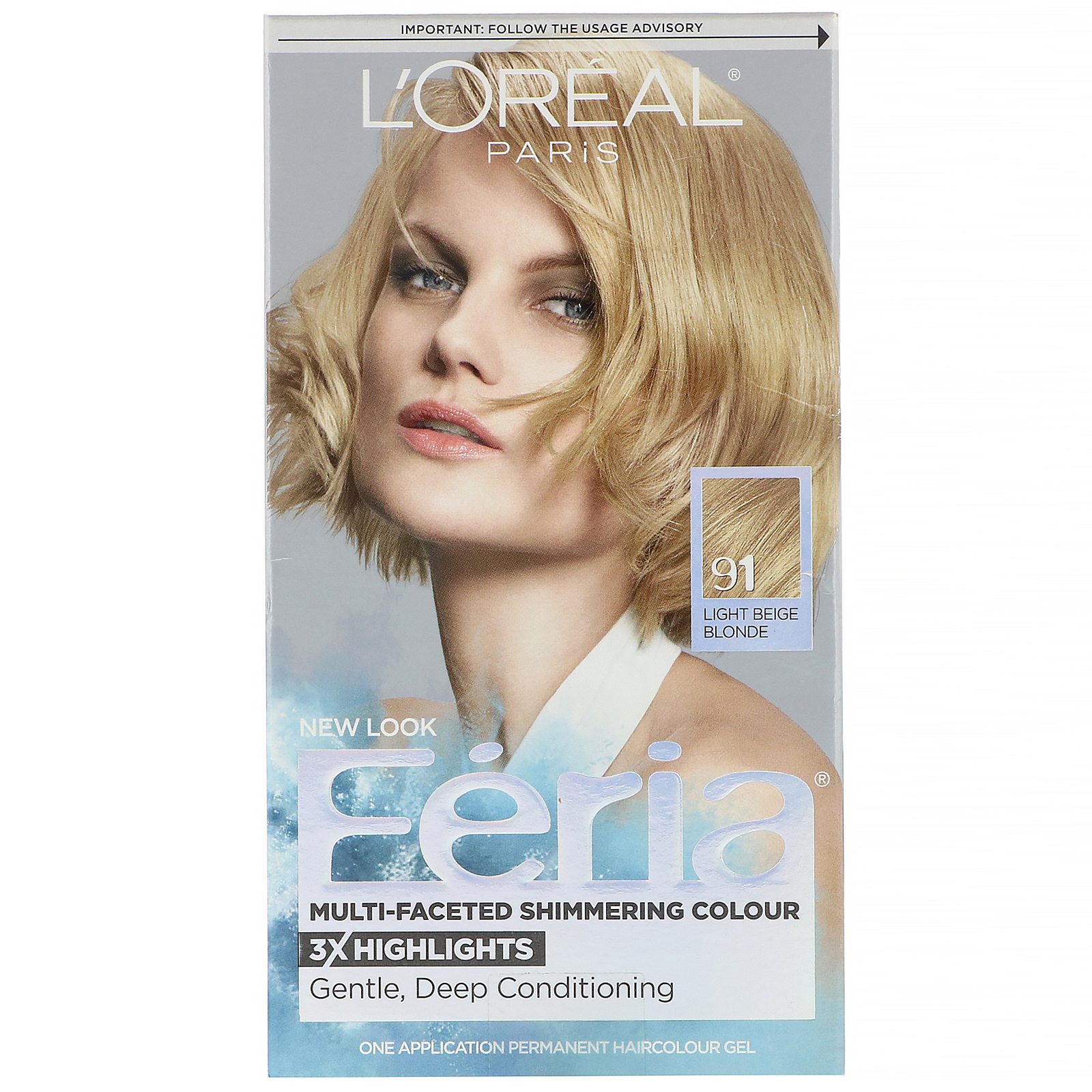 L'Oreal, Feria, cor brilhante multifacetada, Light Beige Blonde 91, 1 aplicação