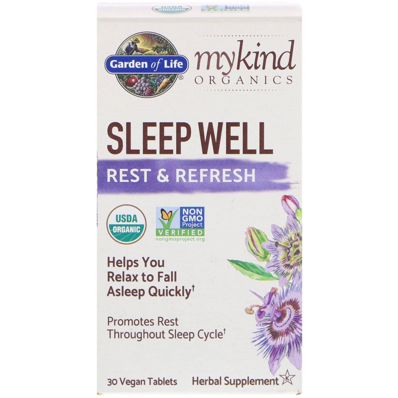 Garden of Life, MyKind Organics, Sleep Well, Rest & Refresh, 30 Comprimidos Veganos