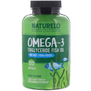 NATURELO, Óleo de Peixe, Triglicerídeos Ômega-3, 1100 mg, 120 Cápsulas Gelatinosas