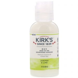Kirk's, Loção de Limpeza Nutritiva dos Pés à Cabeça 3 em 1, Zimbro e Limão, 60 ml (2 fl oz)
