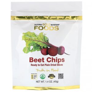 California Gold Nutrition, Chips de Beterraba, Fatias Secas Prontas para Comer, 1,4 oz (40 g)