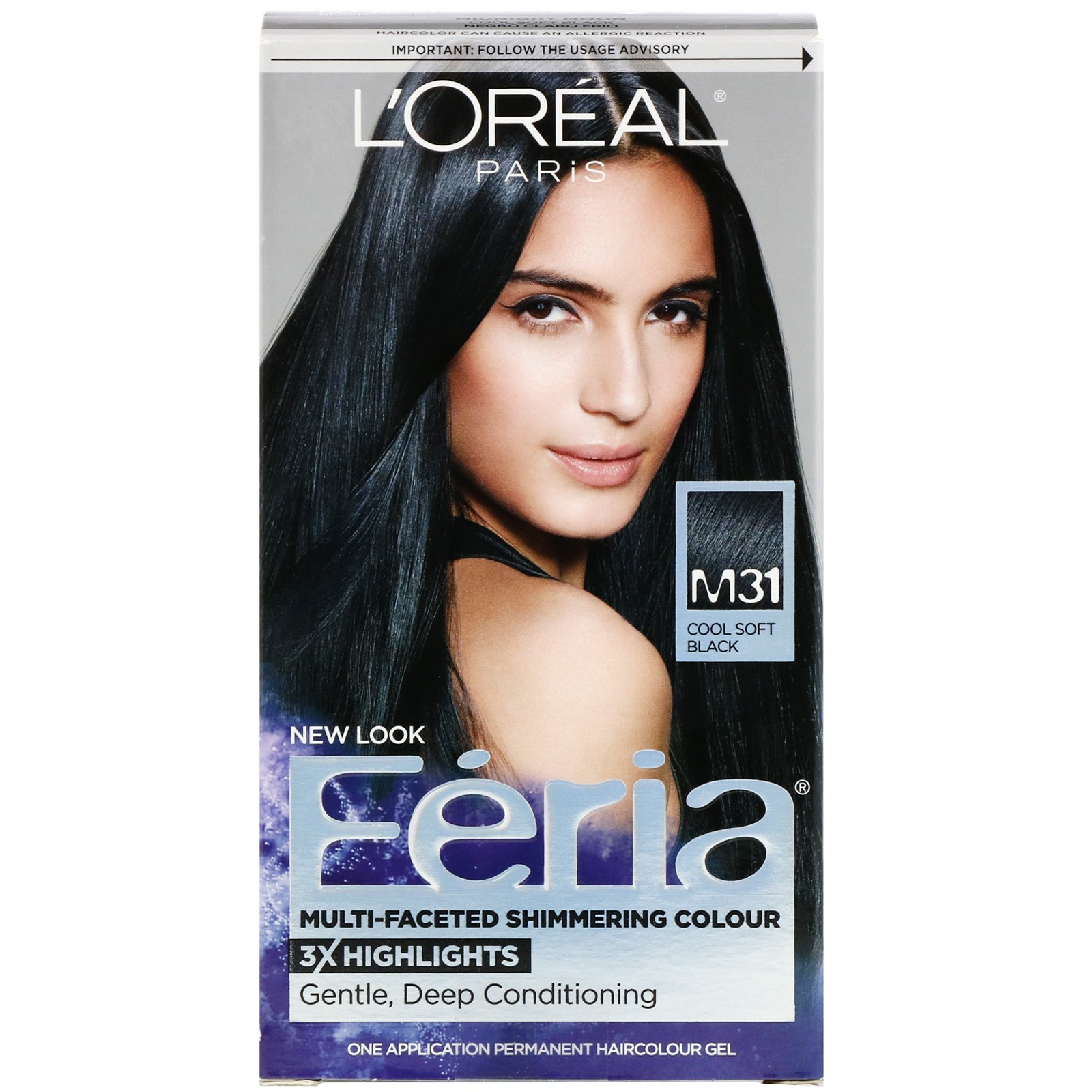 L'Oreal, Féria, cor brilhante multifacetada, Cool Soft Black M31, 1 aplicação