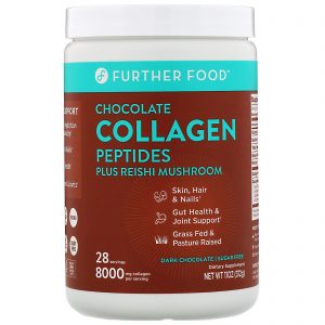 Further Food, Peptídeos de Colágeno de Chocolate com Cogumelo Reishi, Chocolate Amargo, 312 g (11 oz)