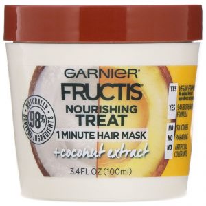 Garnier, Fructis, Tratamento nutritivo, Máscara para cabelos de 1 minuto, Com extrato de coco, 100 ml