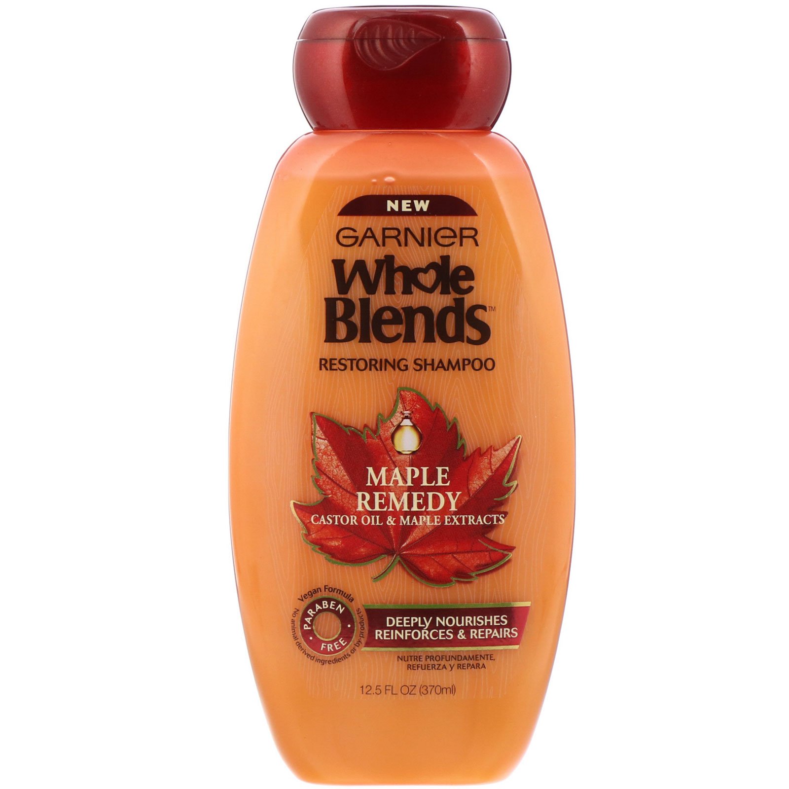 Garnier, Whole Blends, Shampoo restaurador, Maple Remedy, 370 ml