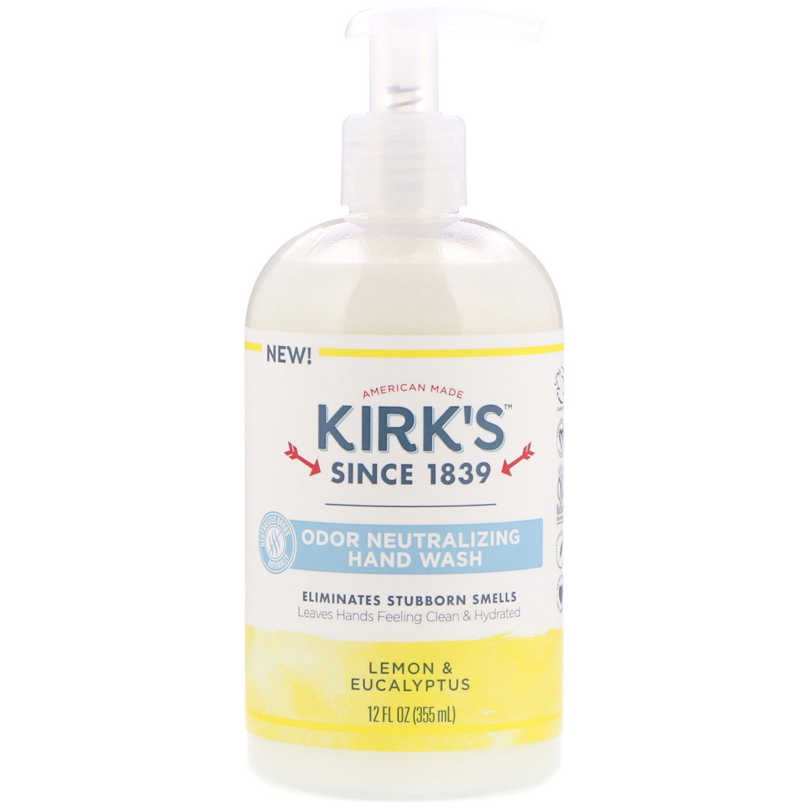 Kirk's, Sabonete Neutralizador de Odor para Mãos, Limão e Eucalipto, 355 ml