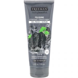 Freeman Beauty, Feeling Beautiful, Máscara de Gel Polidor + Esfoliante, Carvão Vegetal + Açúcar Preto, 175 ml (6 fl oz)