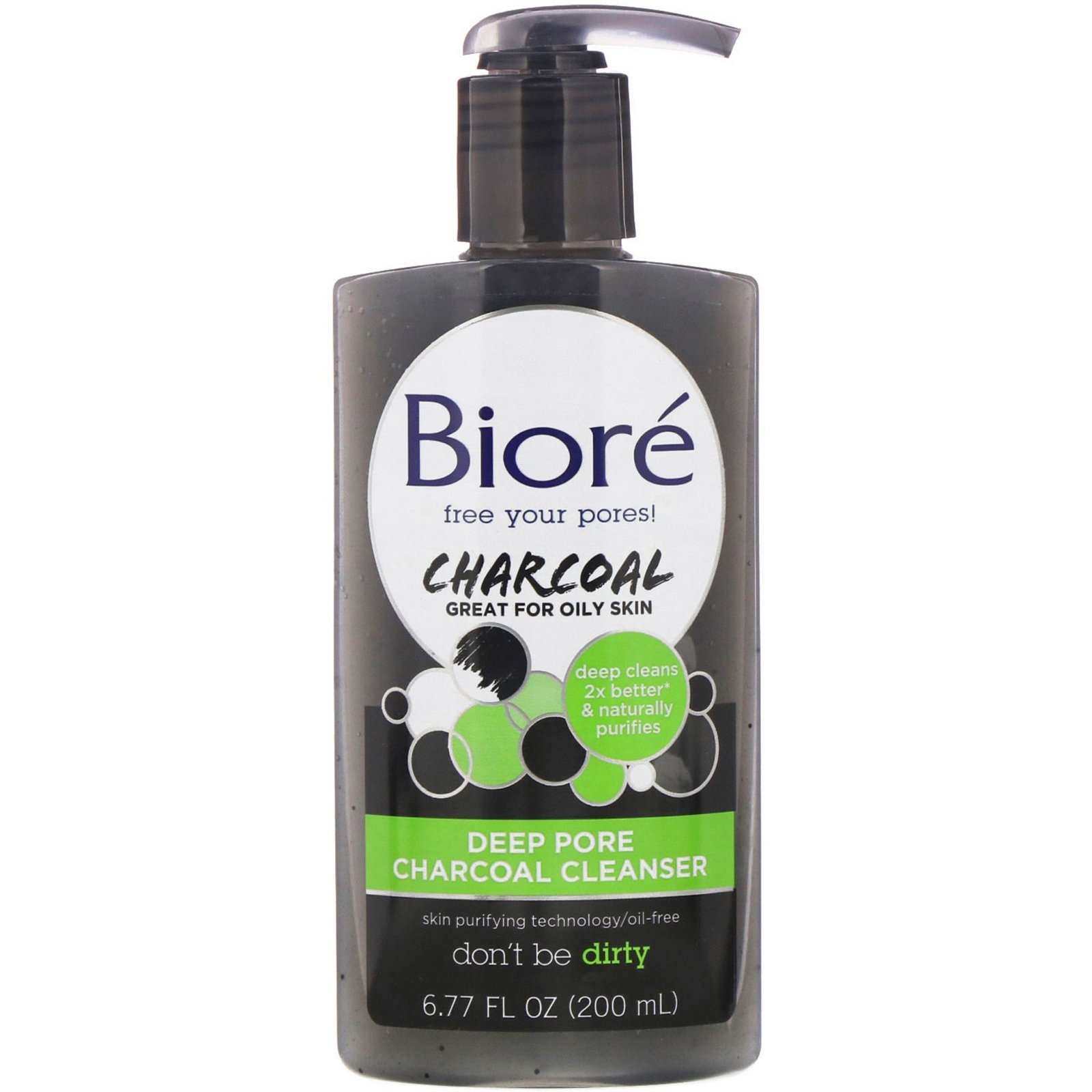 Biore, Limpador de poros de ação profunda com carvão vegetal, 6,77 fl oz (200 ml)