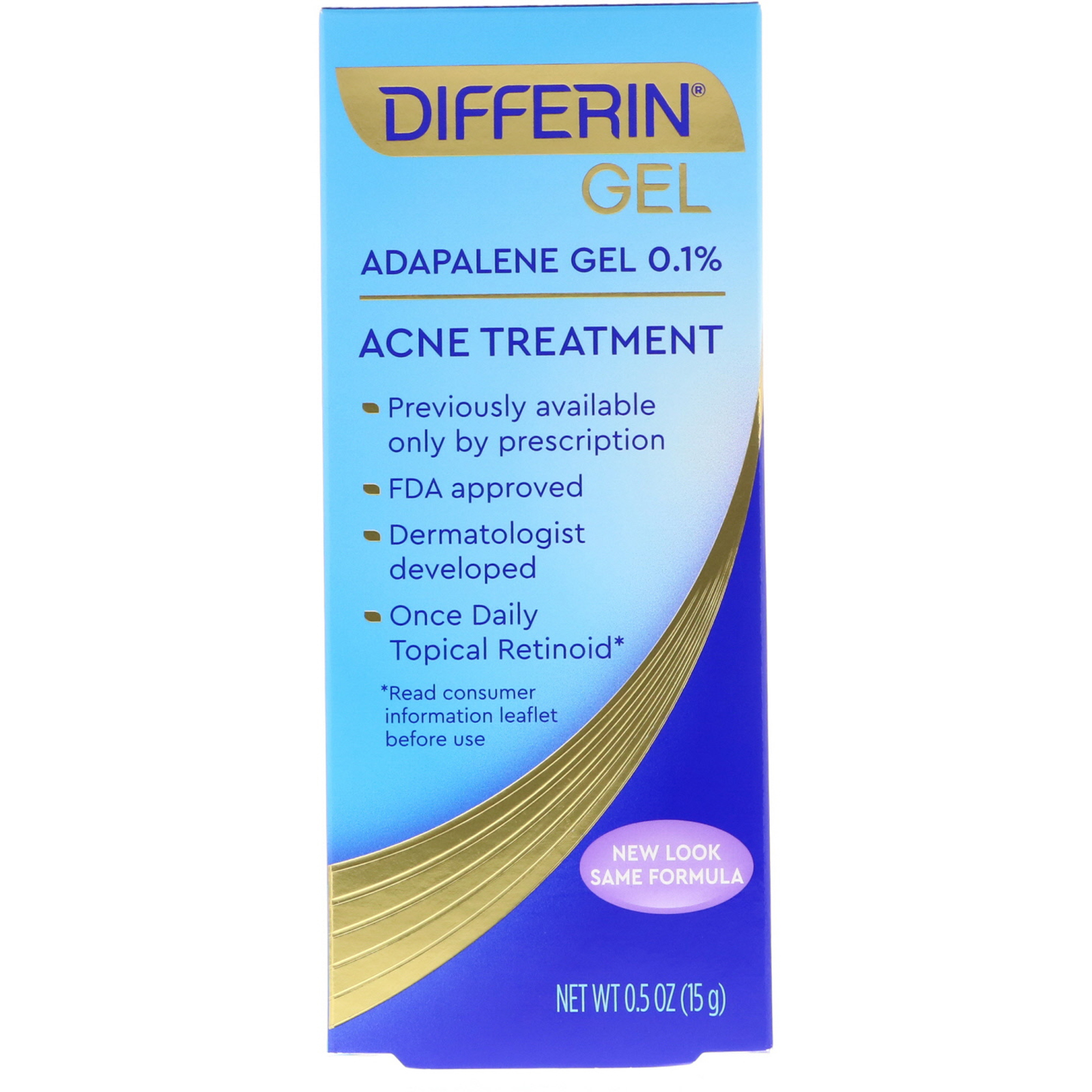 Differin, Adapaleno Gel 0,1%, Tratamento da Acne, 15 g (0,5 oz)