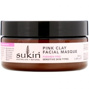Sukin, Pink Clay Facial Masque, Peles Sensíveis, 100 ml (3,38 fl oz)