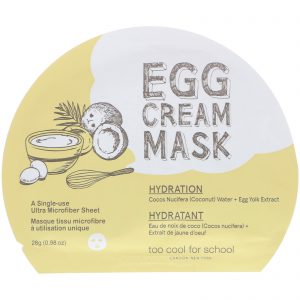 Too Cool for School, Máscara de Creme de Ovo, Hidratação, 1 Folha, (0,98 oz) 28 g