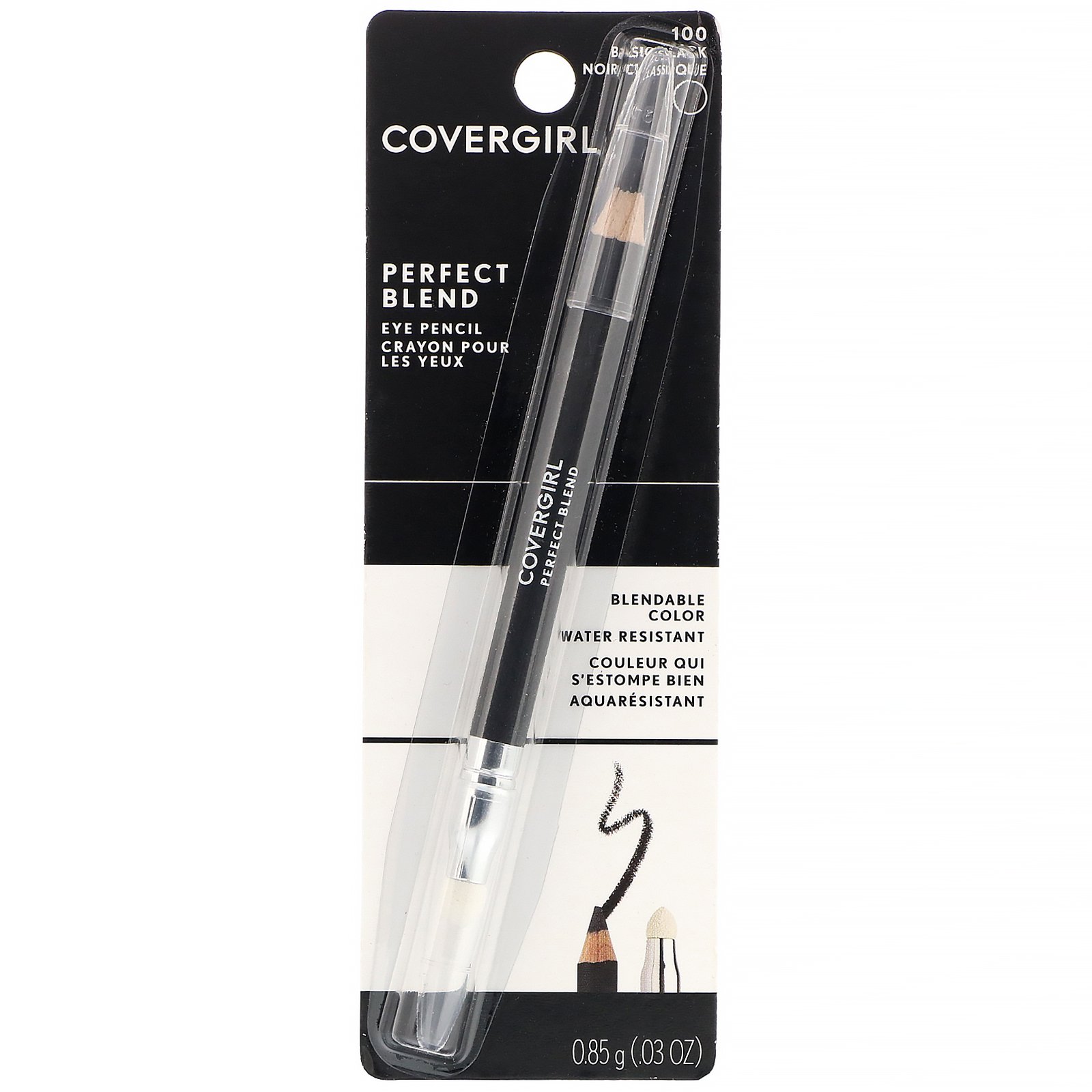 Covergirl, Perfect Blend, Lápis de olho, 100 Preto básico, 0,85 g - Imagem 2