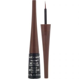Wet n Wild, Delineador líquido metálico MegaLiner, castanho metálico, 0,12 fl oz (3,5 ml)