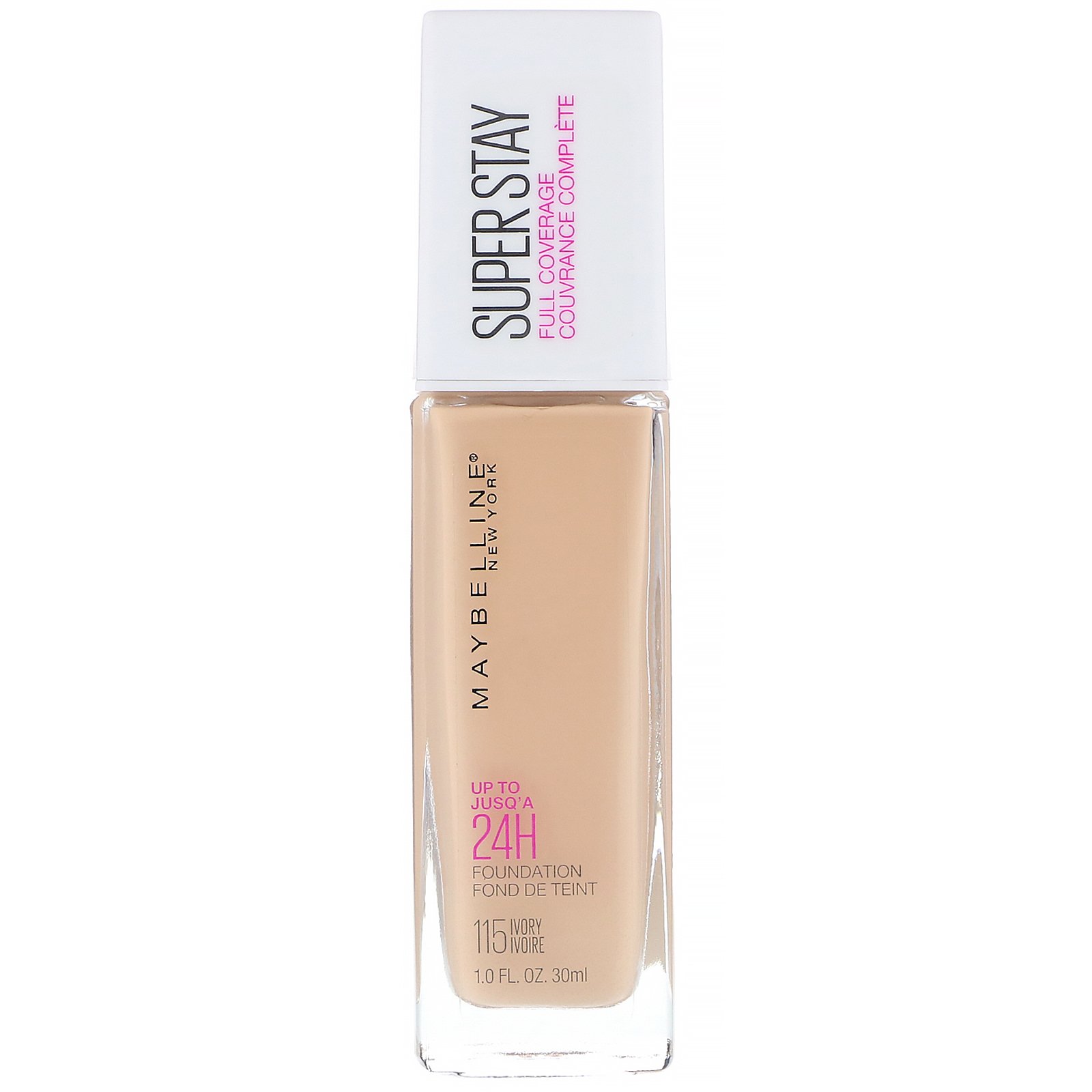 Maybelline, Super Stay, base de cobertura total, 115 Ivory, 30 ml